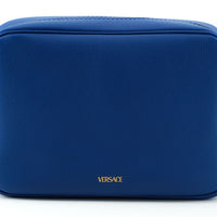 Versace Elegant Blue Calf Leather Camera Case Bag