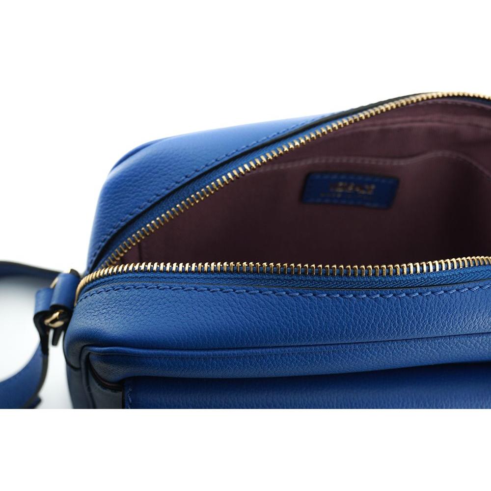 Versace Elegant Blue Calf Leather Camera Case Bag