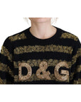Dolce & Gabbana Elegant Black and Gold Crystal Sweater