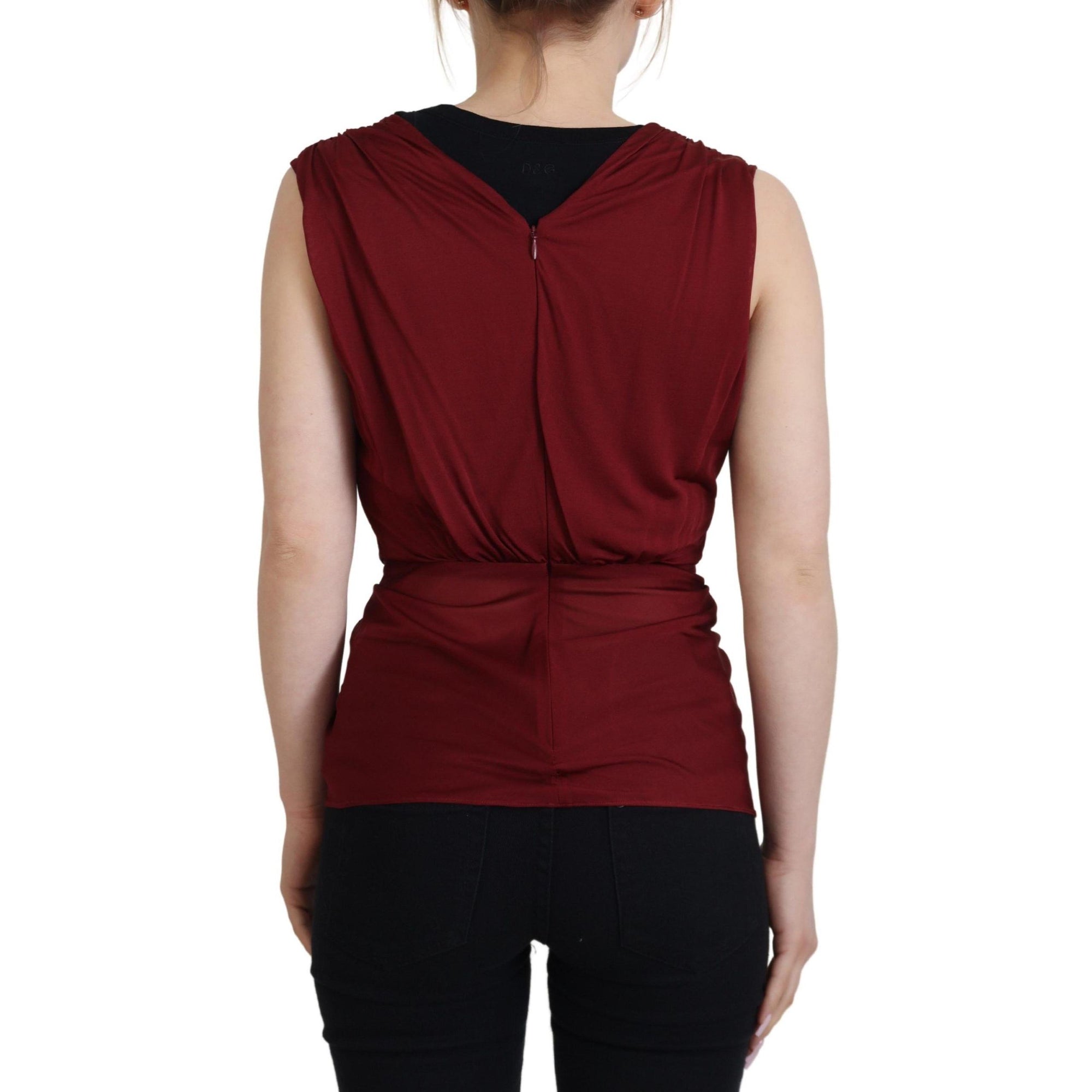 Dolce & Gabbana Bordeaux Silk Blend Top Blouse