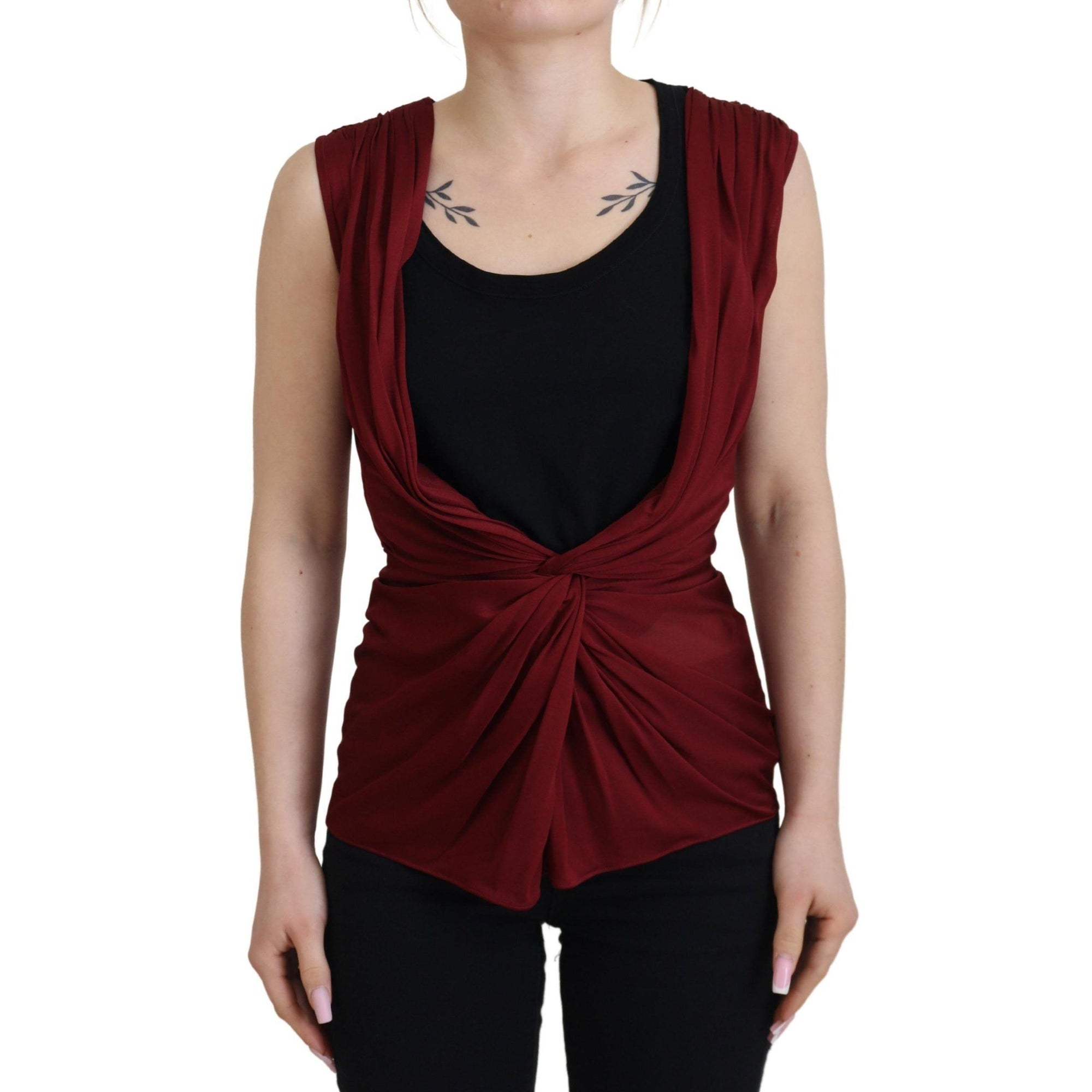 Dolce & Gabbana Bordeaux Silk Blend Top Blouse