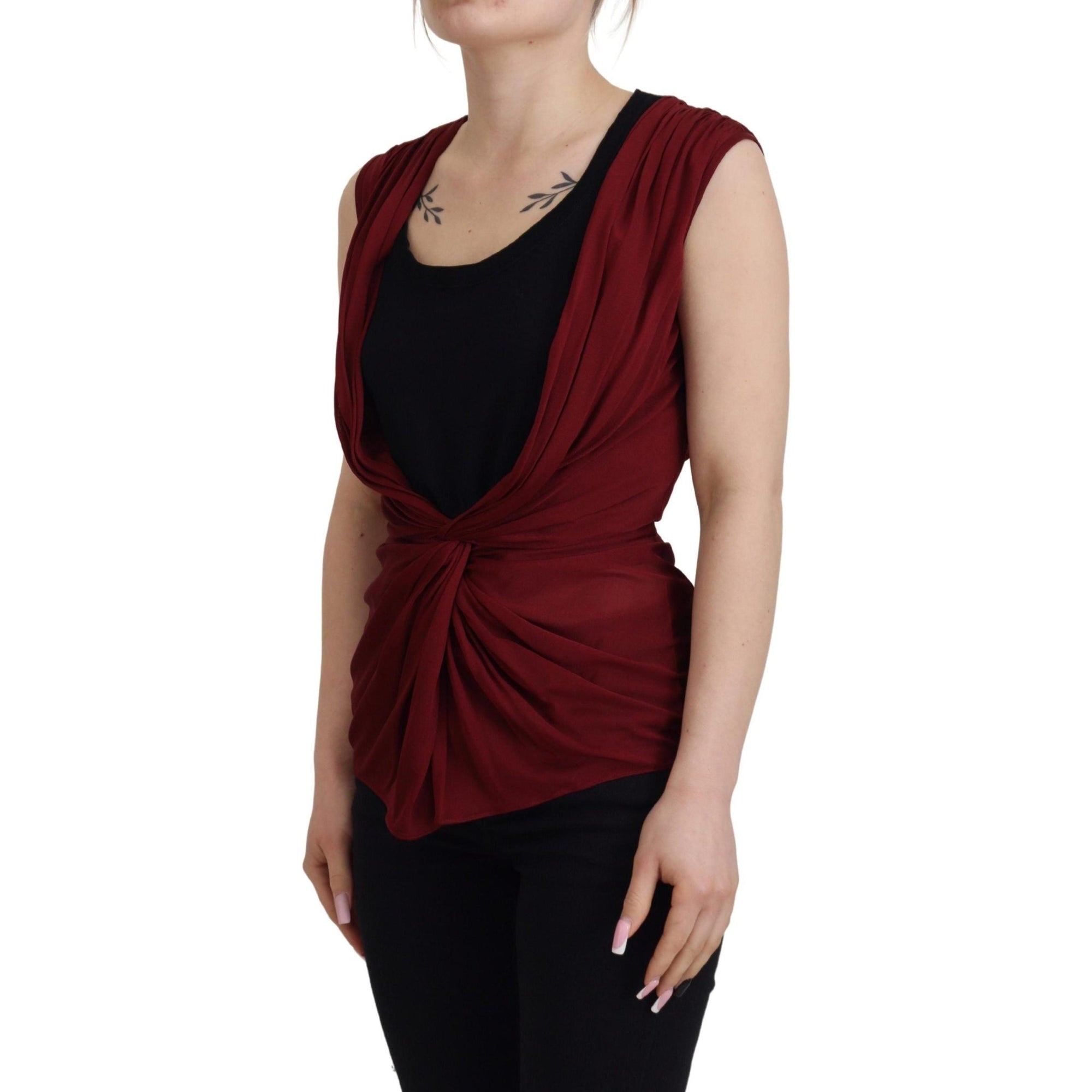 Dolce & Gabbana Bordeaux Silk Blend Top Blouse