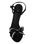 Dolce & Gabbana Elegant Suede High Sandals with Crystal Bows
