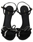 Dolce & Gabbana Elegant Suede High Sandals with Crystal Bows
