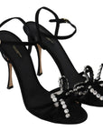 Dolce & Gabbana Elegant Suede High Sandals with Crystal Bows