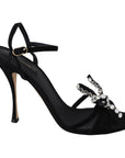 Dolce & Gabbana Elegant Suede High Sandals with Crystal Bows