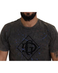 Dolce & Gabbana Elevated Grey Cotton Tee with Discolored DG Logo