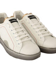 Dolce & Gabbana Elegant White & Gold Leather Sneakers