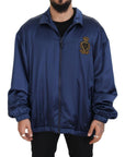 Dolce & Gabbana Regal Blue Silk Bomber Jacket