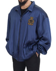 Dolce & Gabbana Regal Blue Silk Bomber Jacket