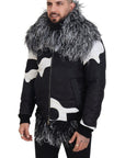 Dolce & Gabbana Elegant Shearling Zip Jacket in Black & White