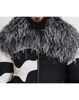 Dolce & Gabbana Elegant Shearling Zip Jacket in Black & White