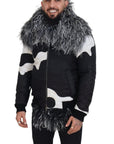 Dolce & Gabbana Elegant Shearling Zip Jacket in Black & White