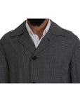 Dolce & Gabbana Elegant Gray Plaid Trench Coat