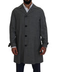 Dolce & Gabbana Elegant Gray Plaid Trench Coat