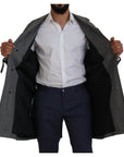 Dolce & Gabbana Elegant Gray Plaid Trench Coat