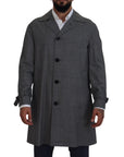 Dolce & Gabbana Elegant Gray Plaid Trench Coat