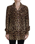 Dolce & Gabbana Elegant Silk Leopard Print Collared Top
