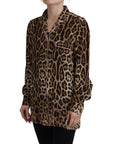 Dolce & Gabbana Elegant Silk Leopard Print Collared Top