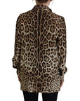Dolce & Gabbana Elegant Silk Leopard Print Collared Top