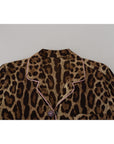 Dolce & Gabbana Elegant Silk Leopard Print Collared Top
