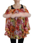 Dolce & Gabbana Elegant Silk Floral Off-Shoulder Blouse