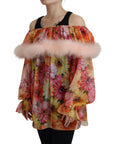 Dolce & Gabbana Elegant Silk Floral Off-Shoulder Blouse