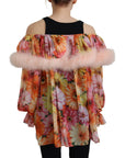 Dolce & Gabbana Elegant Silk Floral Off-Shoulder Blouse