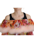 Dolce & Gabbana Elegant Silk Floral Off-Shoulder Blouse