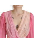 Dolce & Gabbana Silk V-Neckline Wrap Blouse in Pink