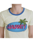 Dolce & Gabbana Elegant Yellow Cotton Tee with Chic Print