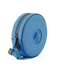 Versace Chic Blue Leather Round Shoulder Bag