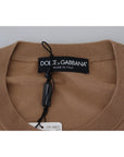 Dolce & Gabbana Beige Cashmere Crewneck Pullover Sweater