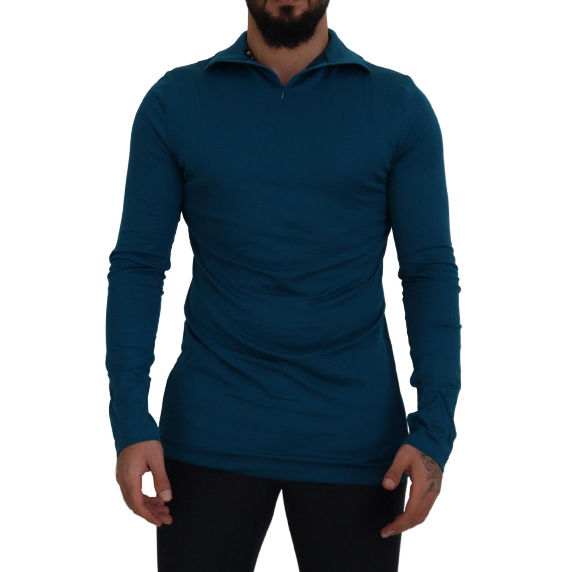 Dolce & Gabbana Elegant Blue Cotton Pullover Sweater