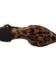 Dolce & Gabbana Floral Embellished Leopard T-Strap Sandals