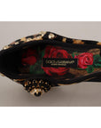 Dolce & Gabbana Floral Embellished Leopard T-Strap Sandals