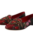 Dolce & Gabbana Multicolor Leather and Fabric Flats with Sacred Heart Patch