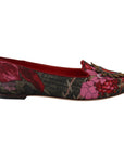 Dolce & Gabbana Multicolor Leather and Fabric Flats with Sacred Heart Patch