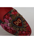 Dolce & Gabbana Multicolor Leather and Fabric Flats with Sacred Heart Patch