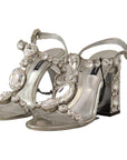 Dolce & Gabbana Crystal-Embellished Silver Leather Pumps