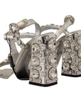 Dolce & Gabbana Crystal-Embellished Silver Leather Pumps