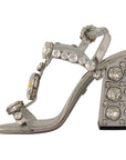 Dolce & Gabbana Crystal-Embellished Silver Leather Pumps