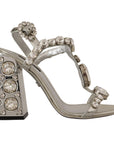 Dolce & Gabbana Crystal-Embellished Silver Leather Pumps