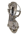 Dolce & Gabbana Crystal-Embellished Silver Leather Pumps