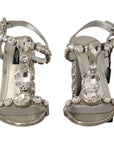 Dolce & Gabbana Crystal-Embellished Silver Leather Pumps
