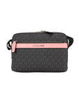 Michael Kors Cooper Small Black Pink Signature PVC Utility Crossbody Bag