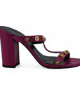 Versace Elegant Purple Calf Leather High Sandals