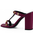 Versace Elegant Purple Calf Leather High Sandals