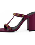 Versace Elegant Purple Calf Leather High Sandals