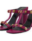 Versace Elegant Purple Calf Leather High Sandals